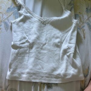 Brandy White Lace Trim Women's Top
